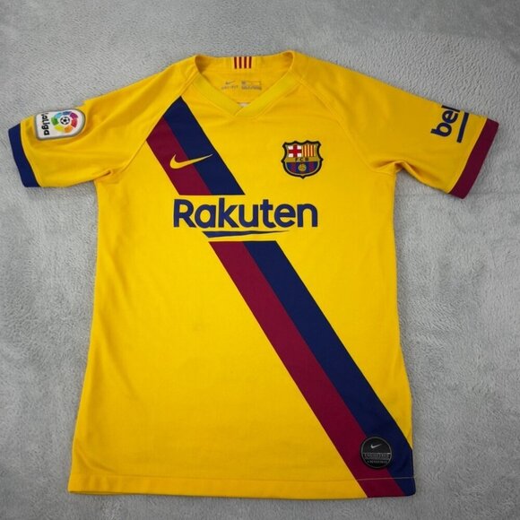 Nike FC Barcelona Yellow Soccer Jersey Youth Size L - Picture 1 of 14